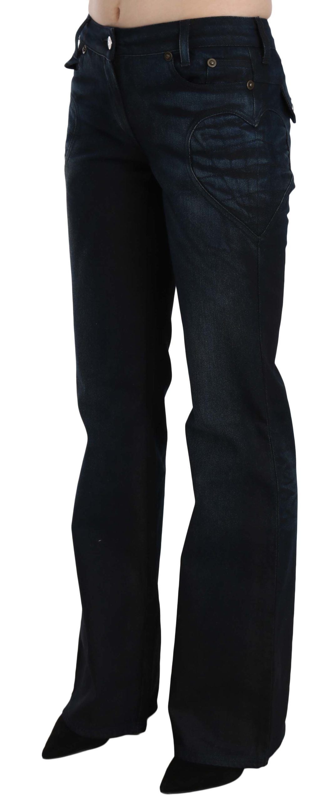 Just Cavalli Blue Washed Mid Waist Straight Denim Pants Just Cavalli