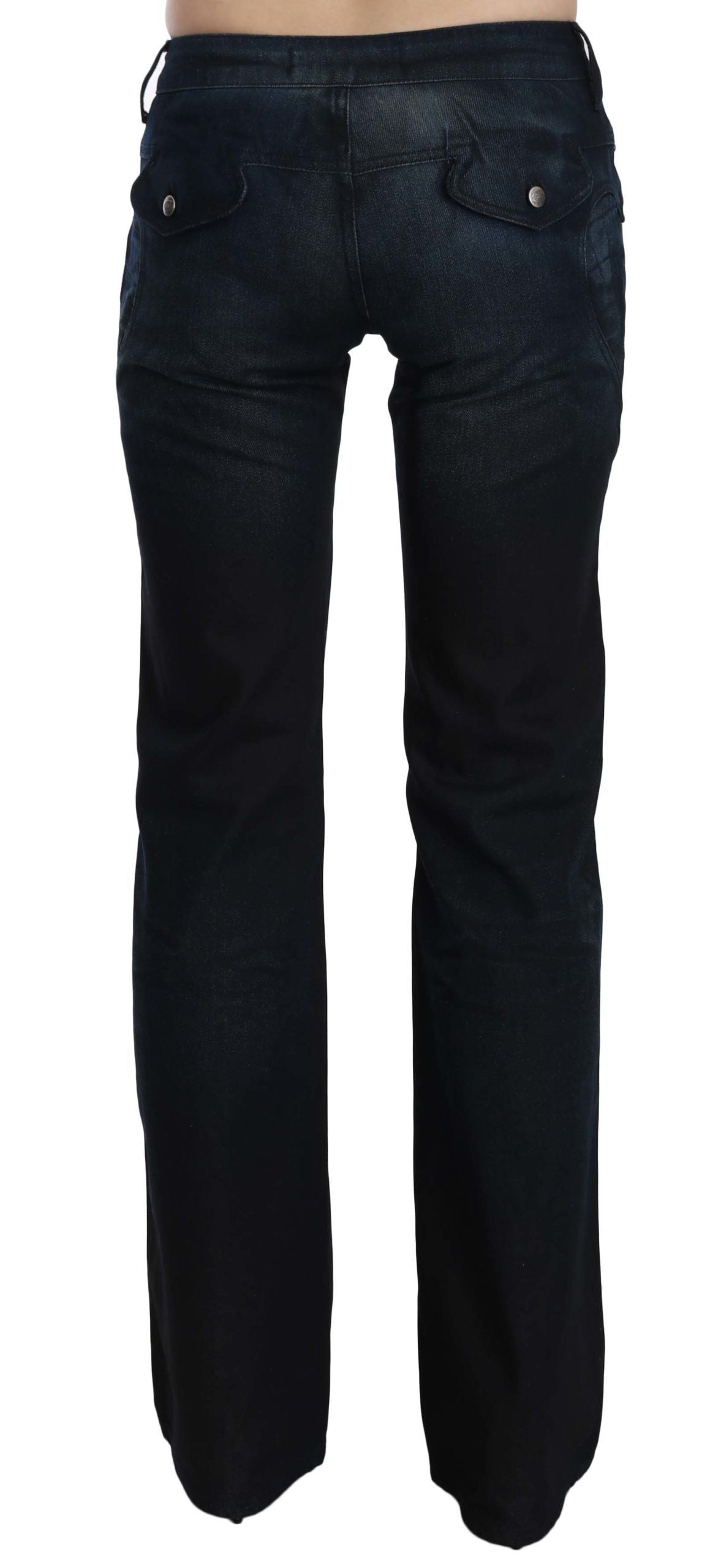 Just Cavalli Blue Washed Mid Waist Straight Denim Pants Just Cavalli
