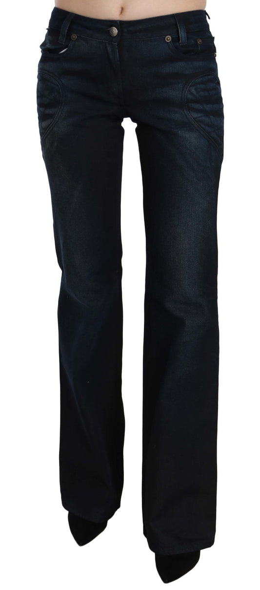 Just Cavalli Blue Washed Mid Waist Straight Denim Pants Just Cavalli