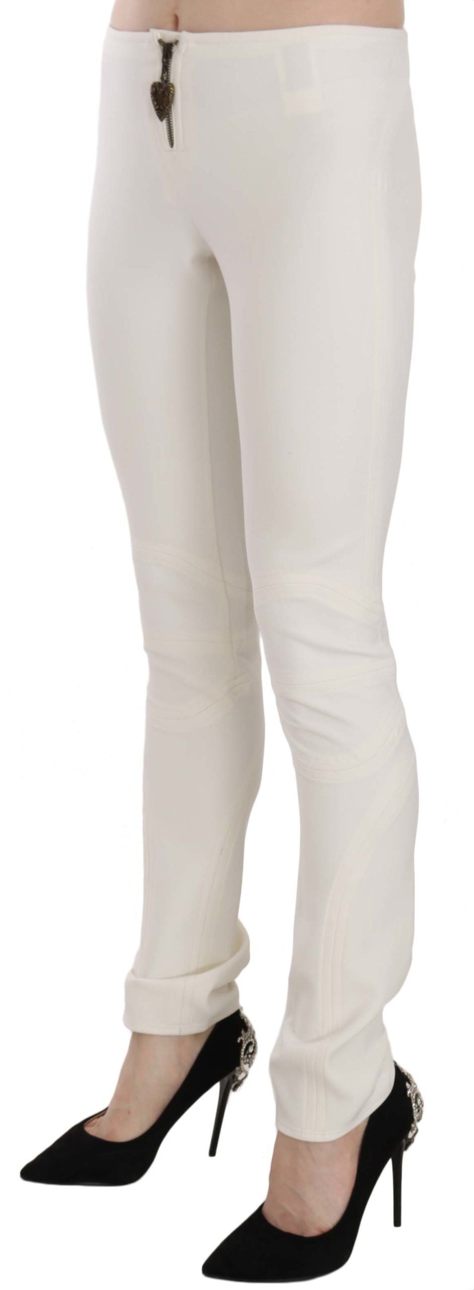 Just Cavalli White Mid Waist Skinny Dress Trousers Pants Just Cavalli