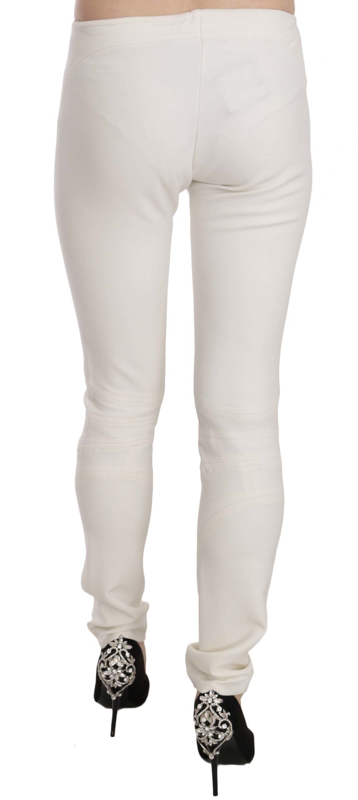 Just Cavalli White Mid Waist Skinny Dress Trousers Pants Just Cavalli
