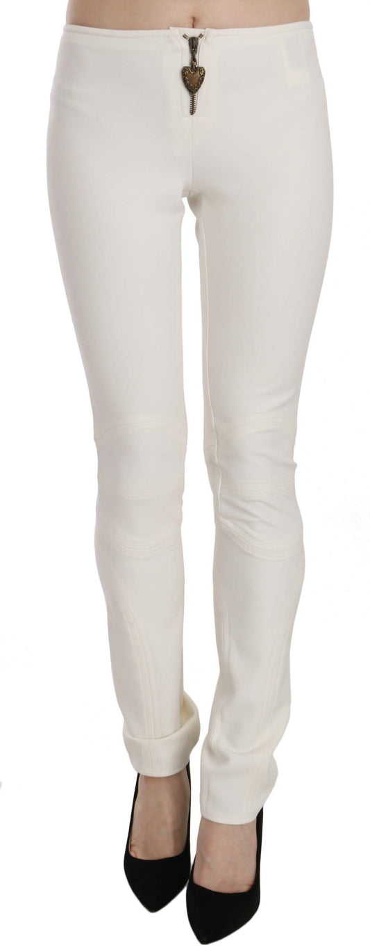 Just Cavalli White Mid Waist Skinny Dress Trousers Pants Just Cavalli