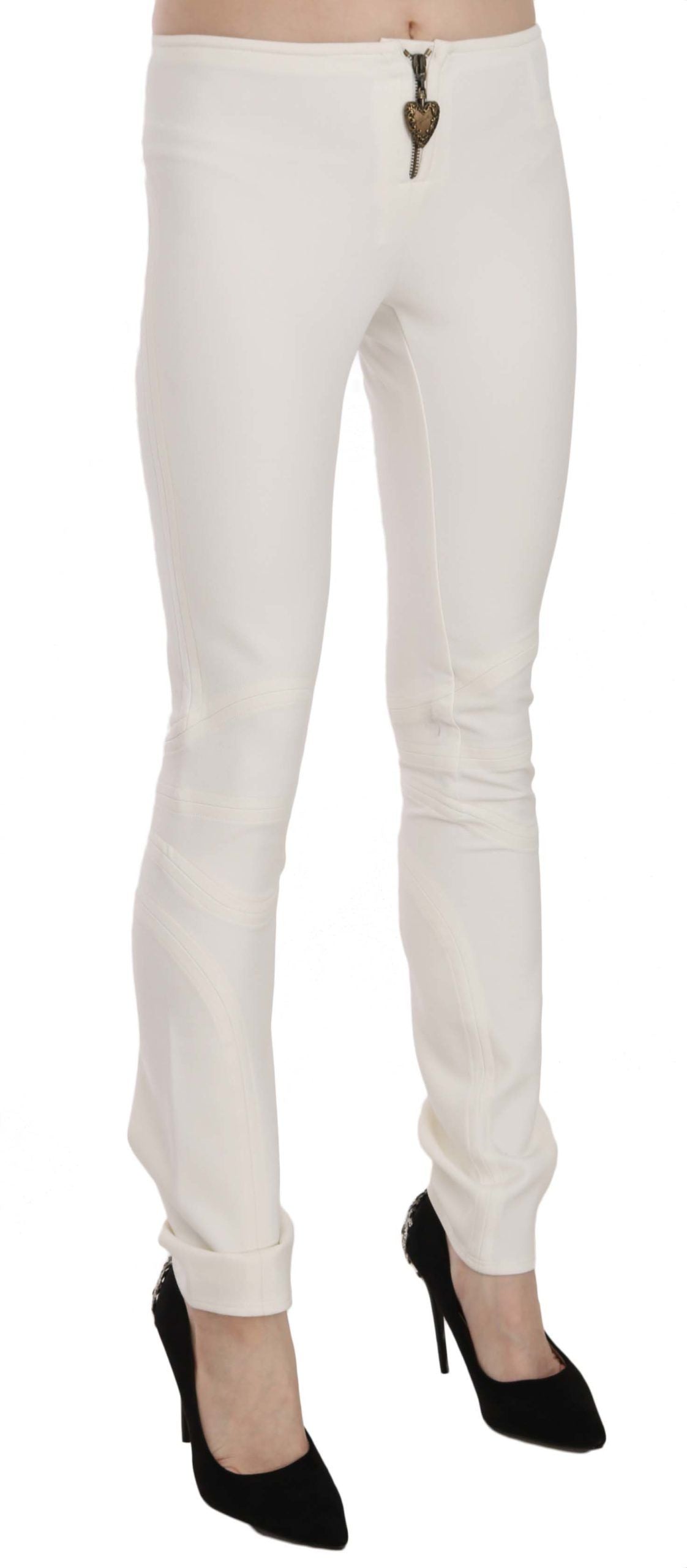 Just Cavalli White Mid Waist Skinny Dress Trousers Pants Just Cavalli