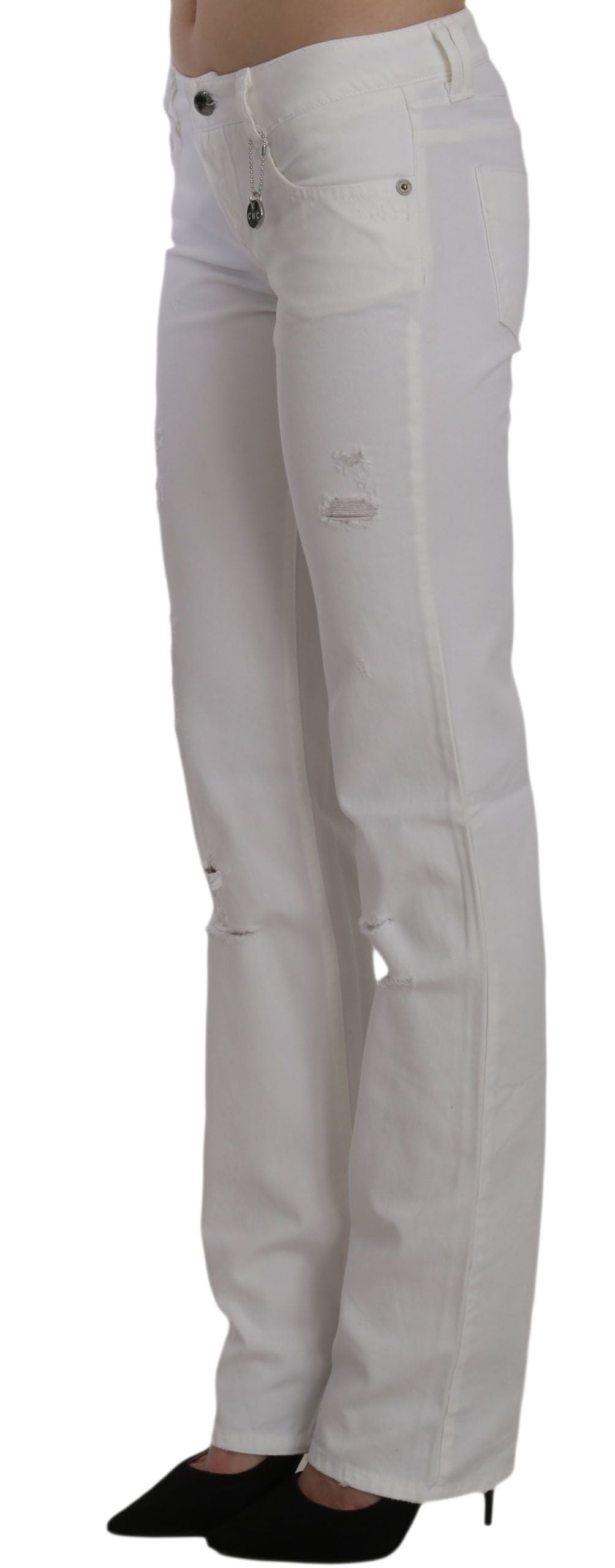 Costume National White Cotton Slim Fit Straight Jeans Pants Costume National