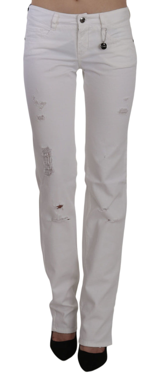 Costume National White Cotton Slim Fit Straight Jeans Pants Costume National