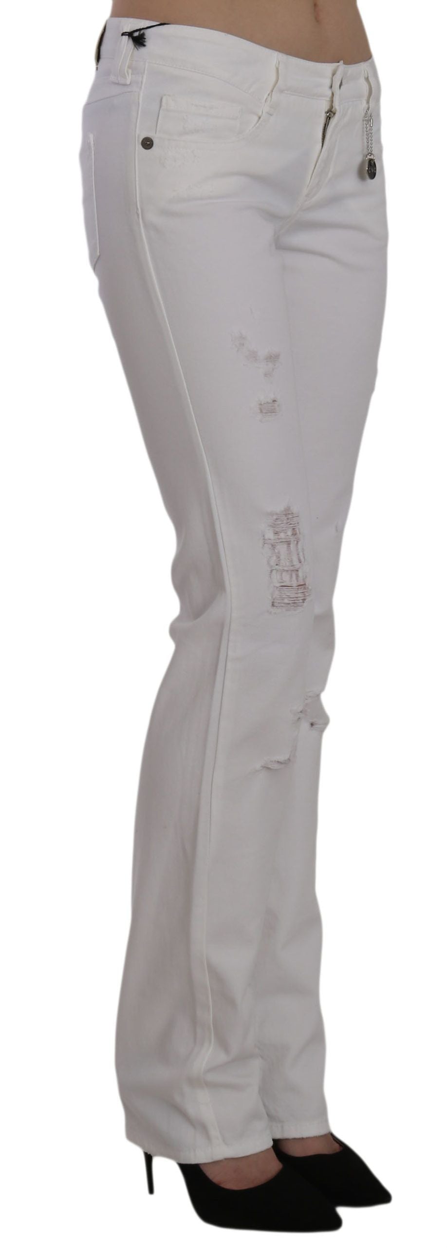 Costume National White Cotton Slim Fit Straight Jeans Pants Costume National