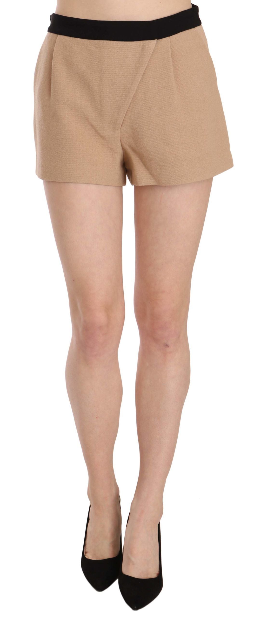Costume National Shorts Beige Cotton Mid Waist Mini Short Costume National