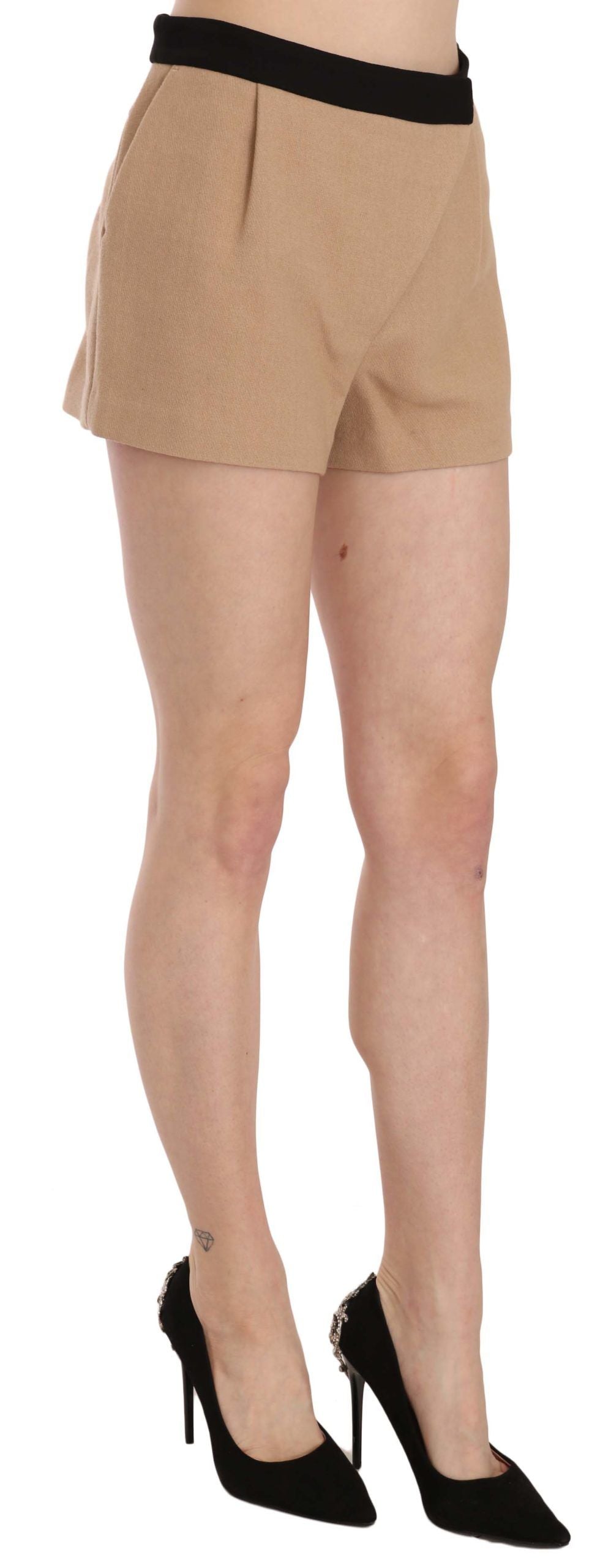 Costume National Shorts Beige Cotton Mid Waist Mini Short Costume National