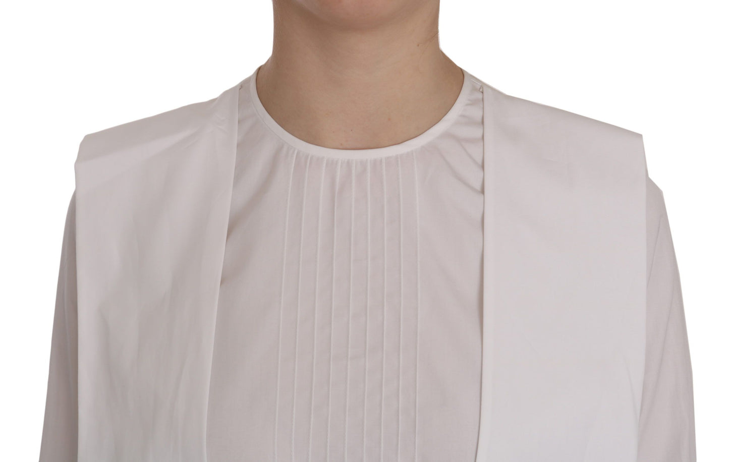 Dsquared² White Crew Neck Long Sleeve Cotton Blouse Dsquared²