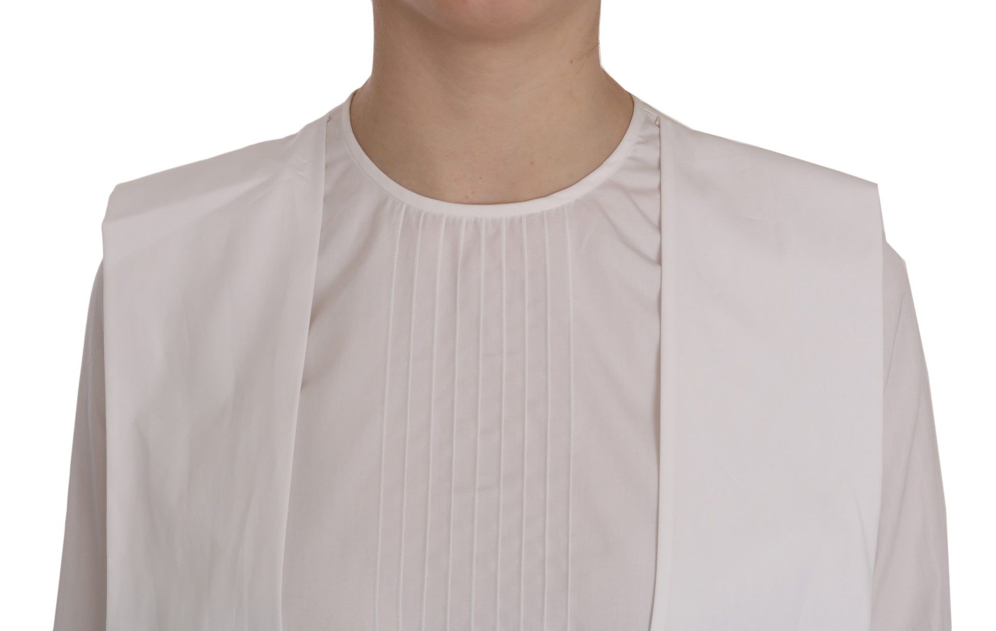 Dsquared² White Crew Neck Long Sleeve Cotton Blouse Dsquared²