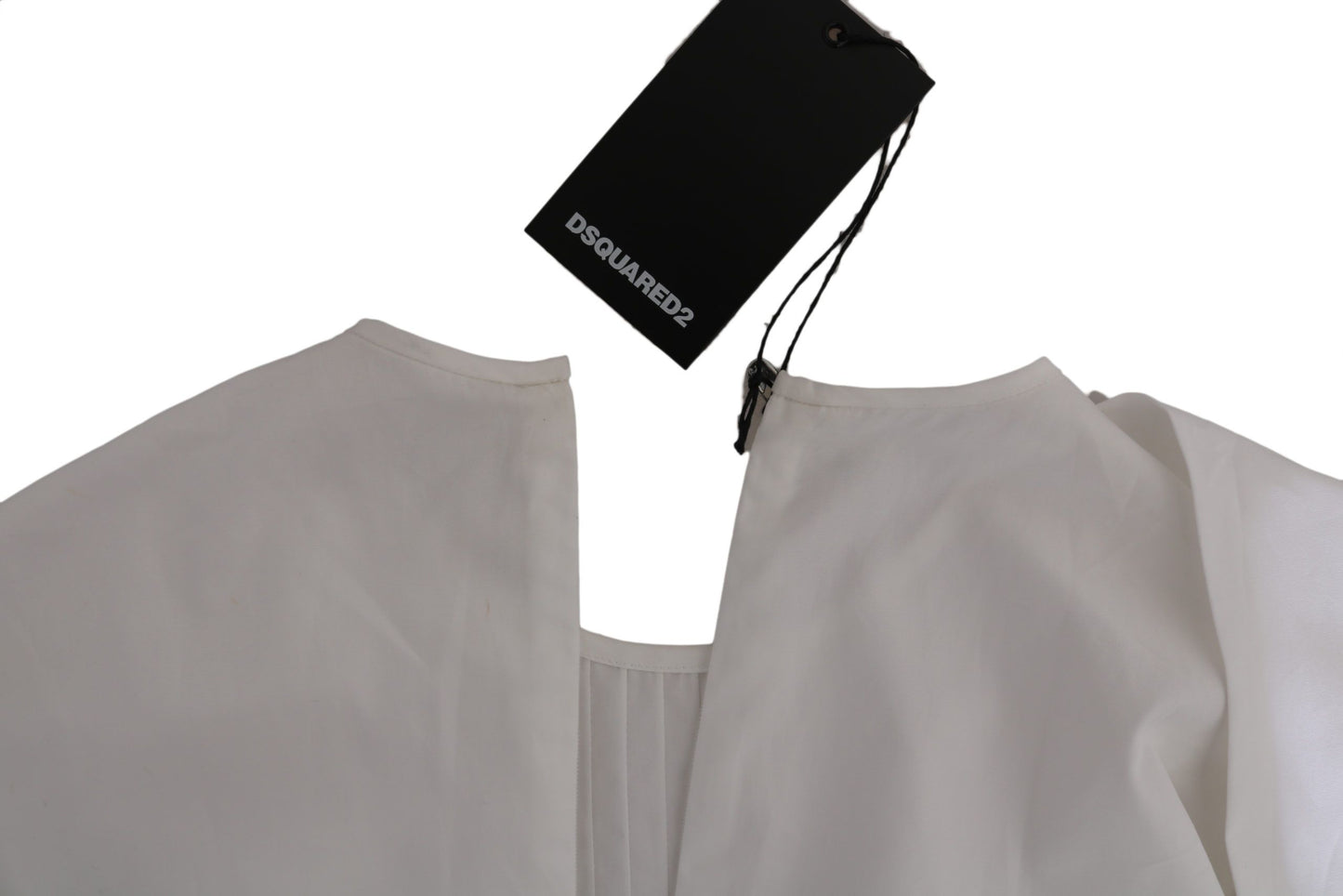 Dsquared² White Crew Neck Long Sleeve Cotton Blouse Dsquared²
