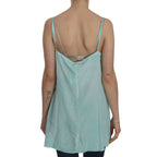 Ermanno Scervino Blue Sleeveless Spaghetti Dress Blouse