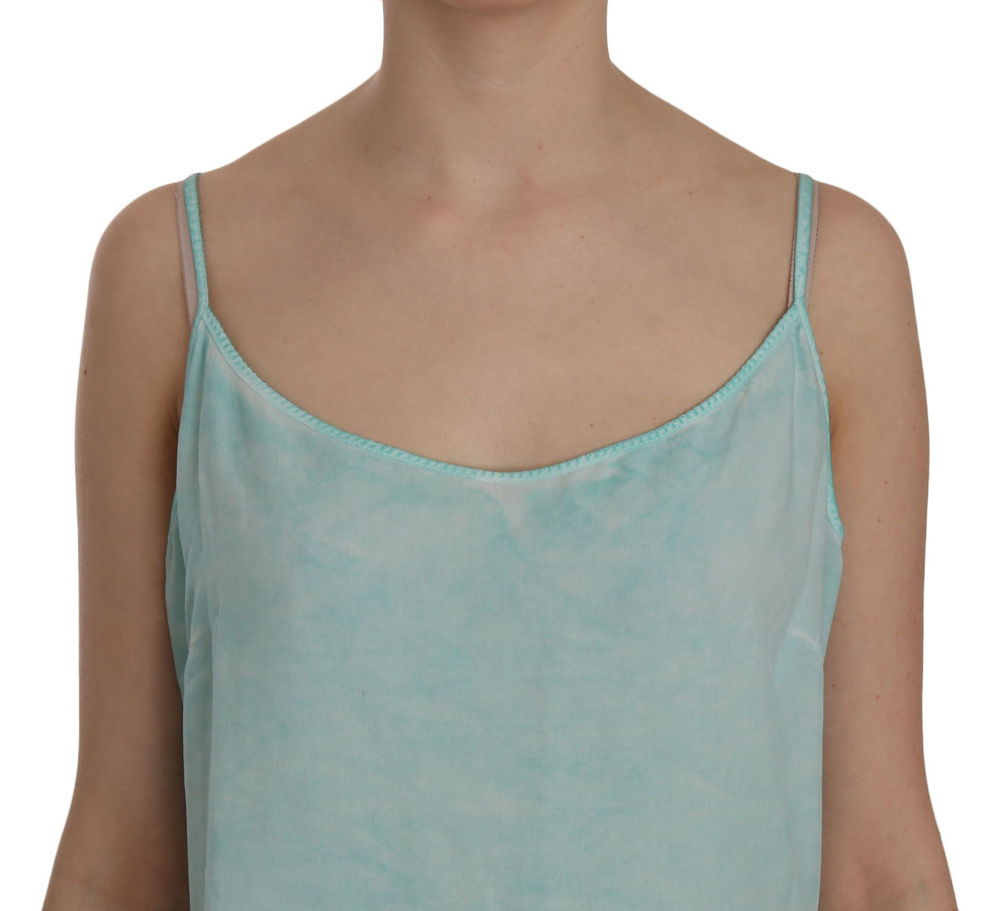 Ermanno Scervino Blue Sleeveless Spaghetti Dress Blouse Ermanno Scervino