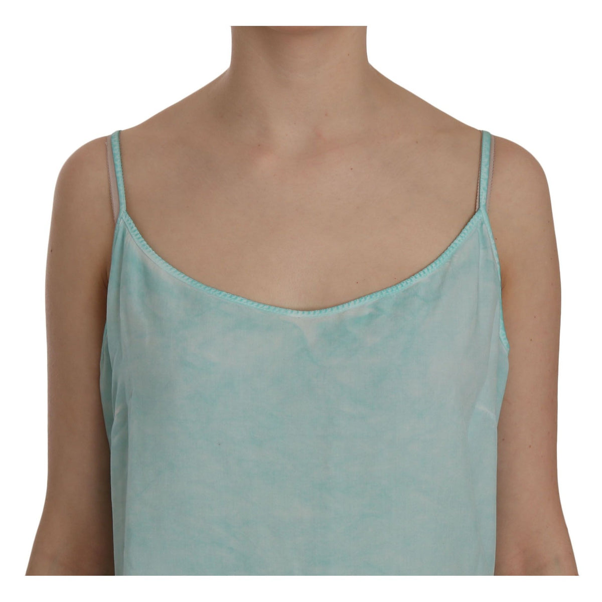 Ermanno Scervino Blue Sleeveless Spaghetti Dress Blouse