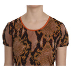 Just Cavalli Snake Skin Print Short Sleeve Top T-shirt