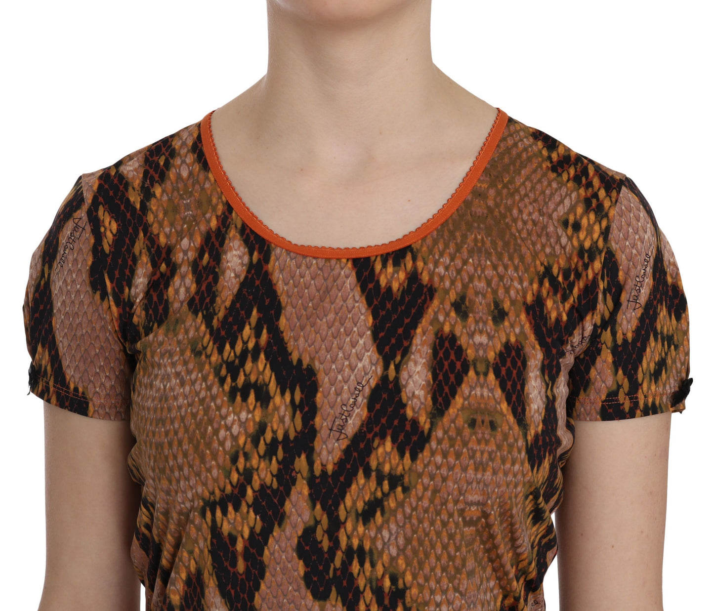 Just Cavalli Snake Skin Print Short Sleeve Top T-shirt Just Cavalli
