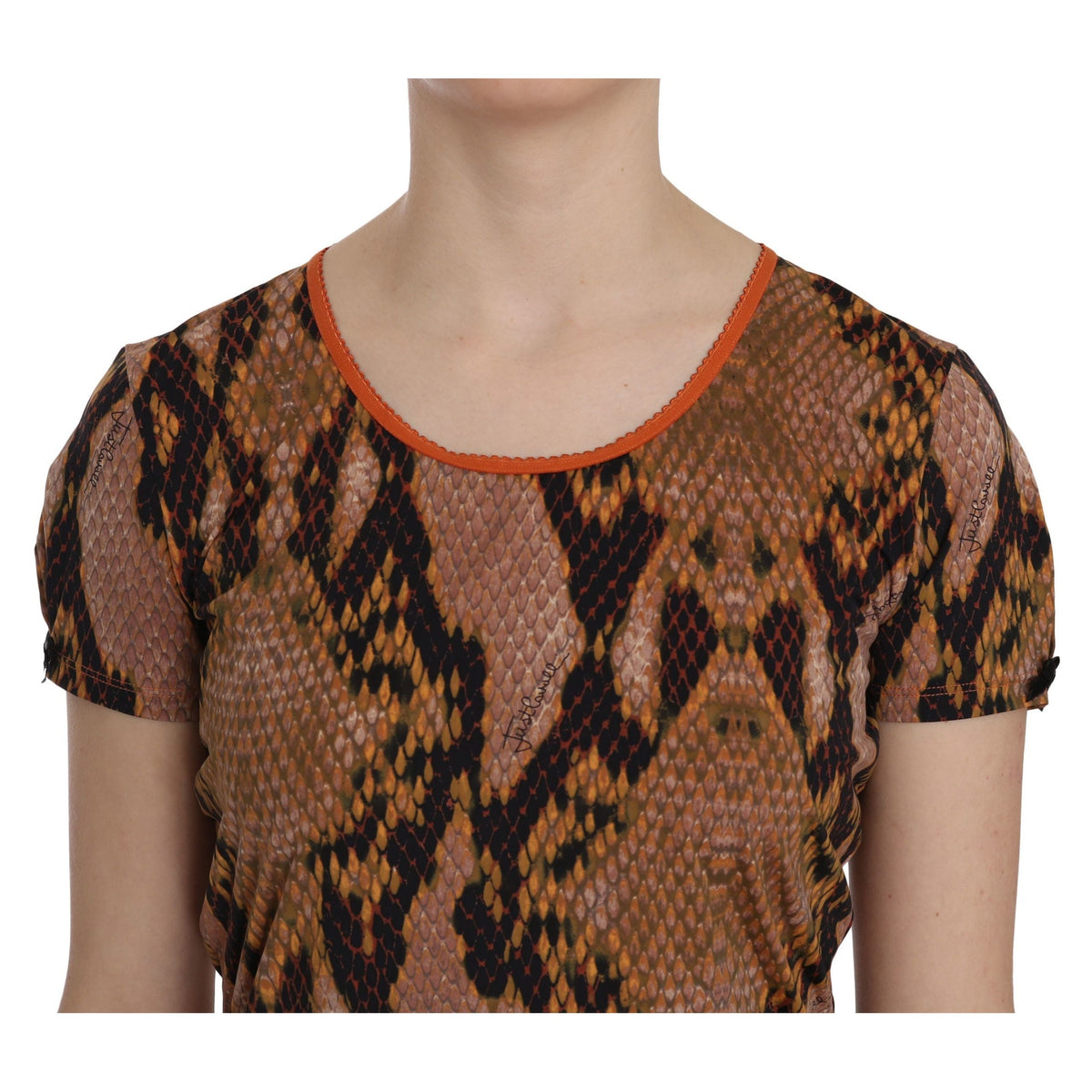 Just Cavalli Snake Skin Print Short Sleeve Top T-shirt