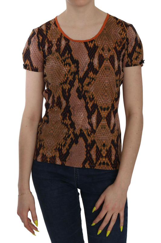 Just Cavalli Snake Skin Print Short Sleeve Top T-shirt Just Cavalli