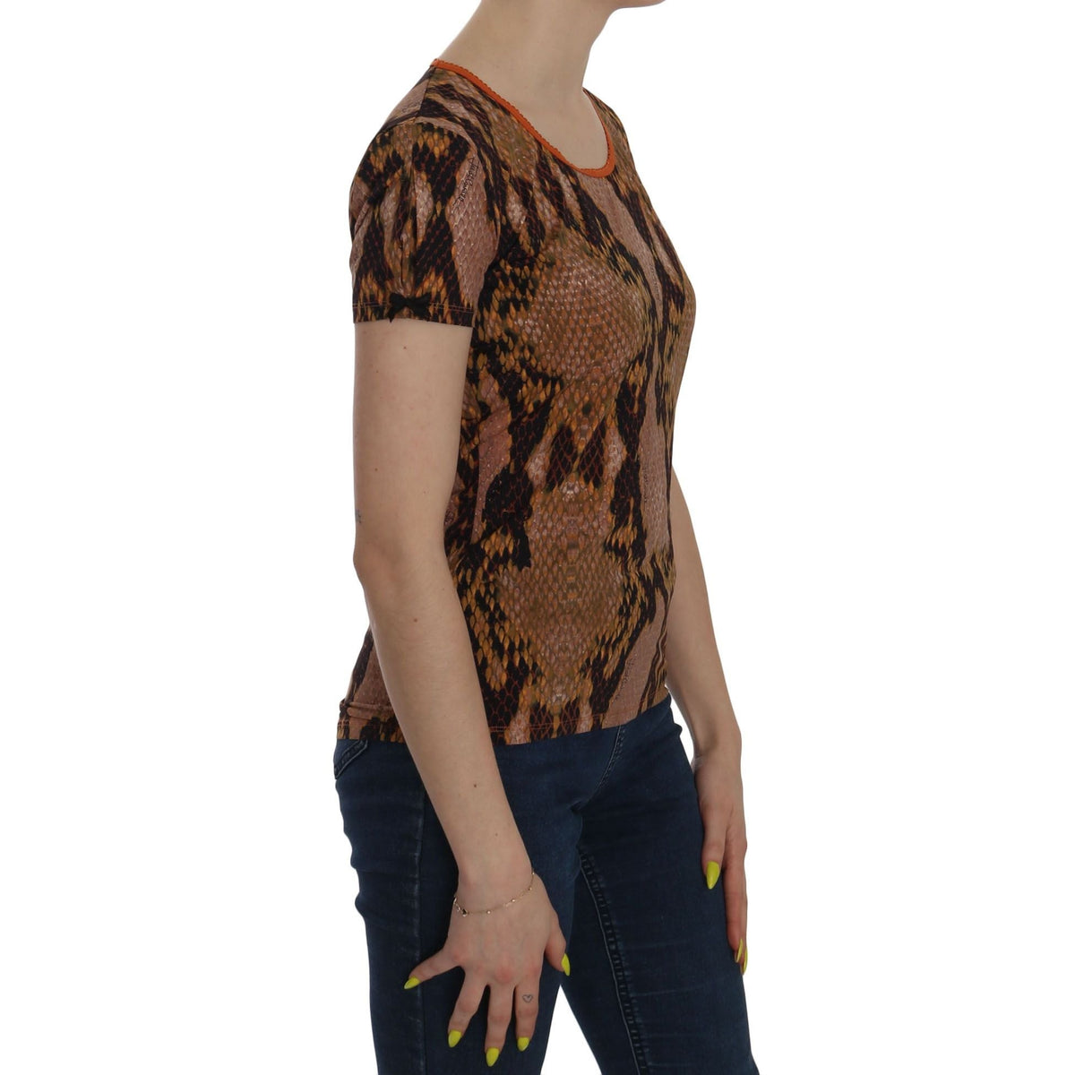 Just Cavalli Snake Skin Print Short Sleeve Top T-shirt