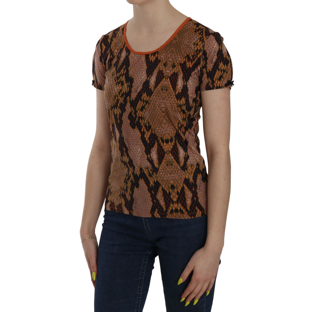 Just Cavalli Snake Skin Print Short Sleeve Top T-shirt