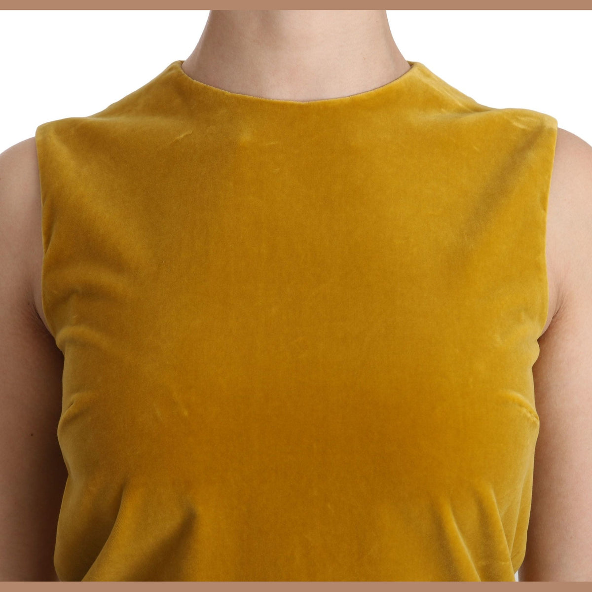 Dolce & Gabbana Mustard Velvet Stretch Shift Mini Dress