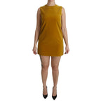 Dolce & Gabbana Mustard Velvet Stretch Shift Mini Dress