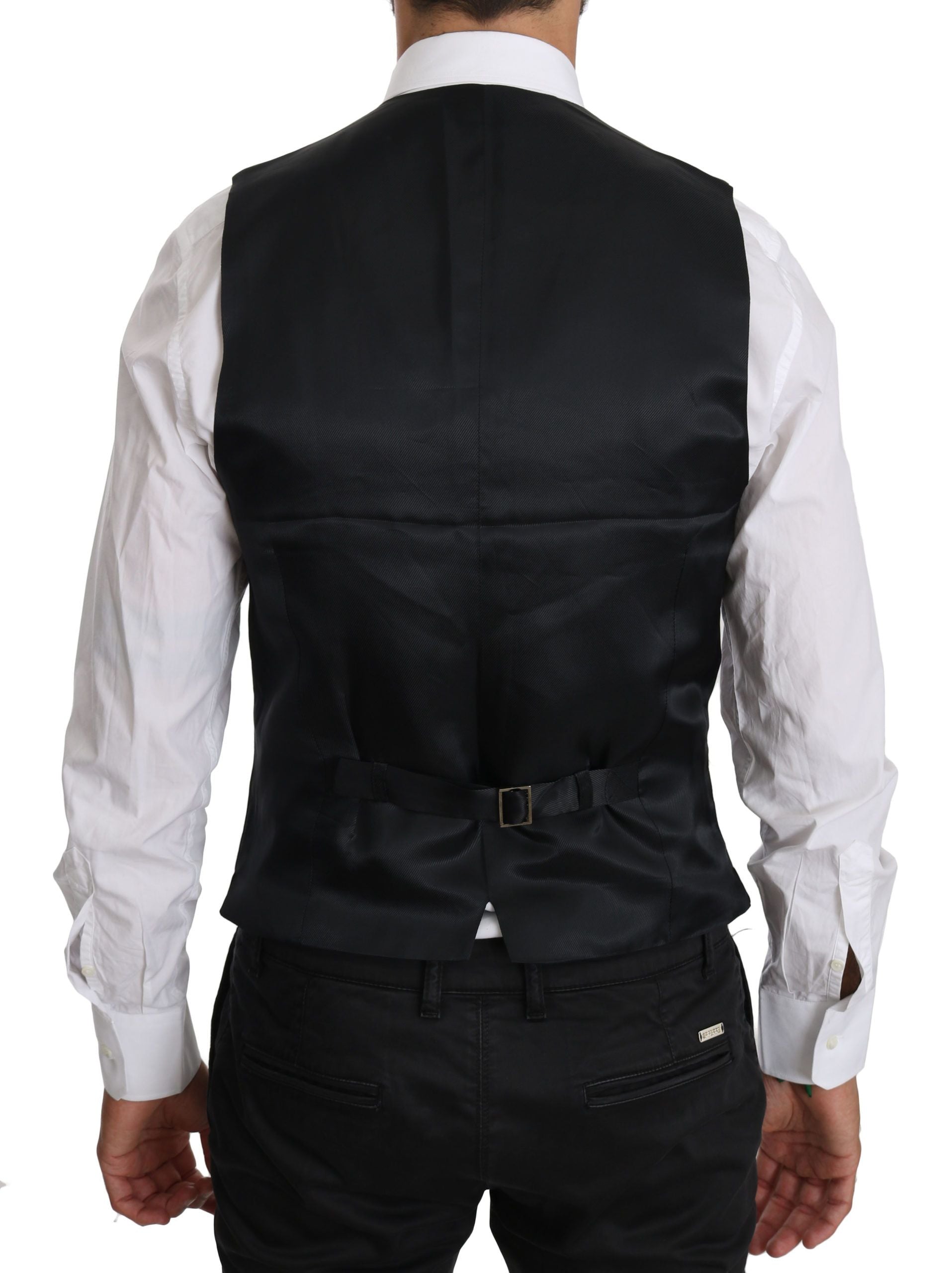 Dolce & Gabbana Blue Wool Waistcoat Formal Gilet Vest Dolce & Gabbana