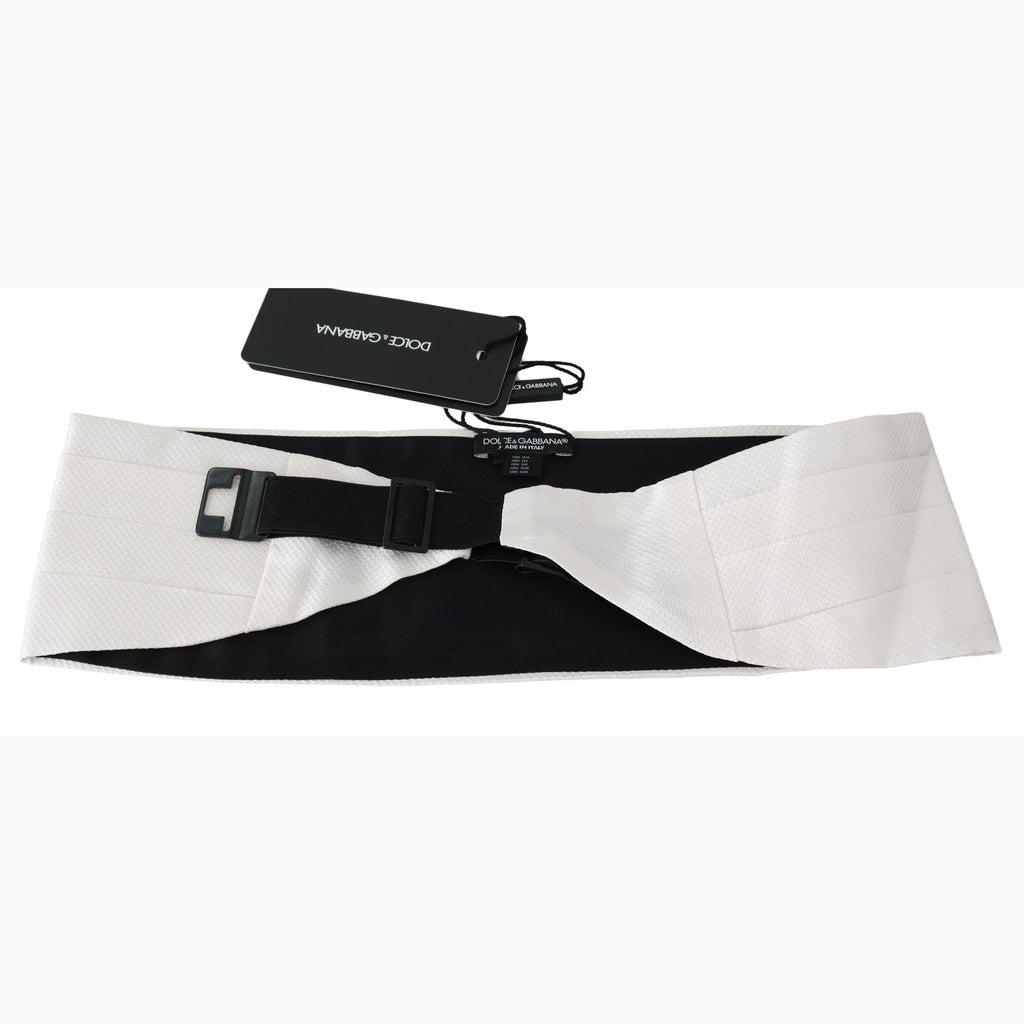 Dolce & Gabbana White Men Waist Belt 100% Silk Cummerbund