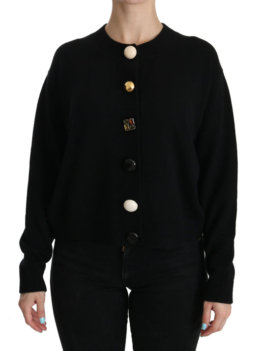 Dolce & Gabbana Black Button Embellished Cardigan Sweater Dolce & Gabbana