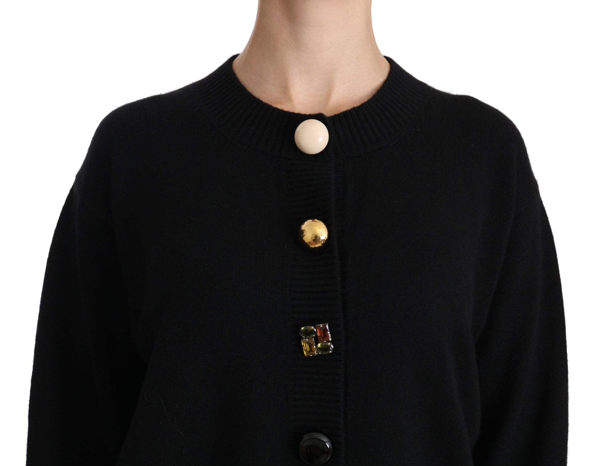 Dolce & Gabbana Black Button Embellished Cardigan Sweater Dolce & Gabbana