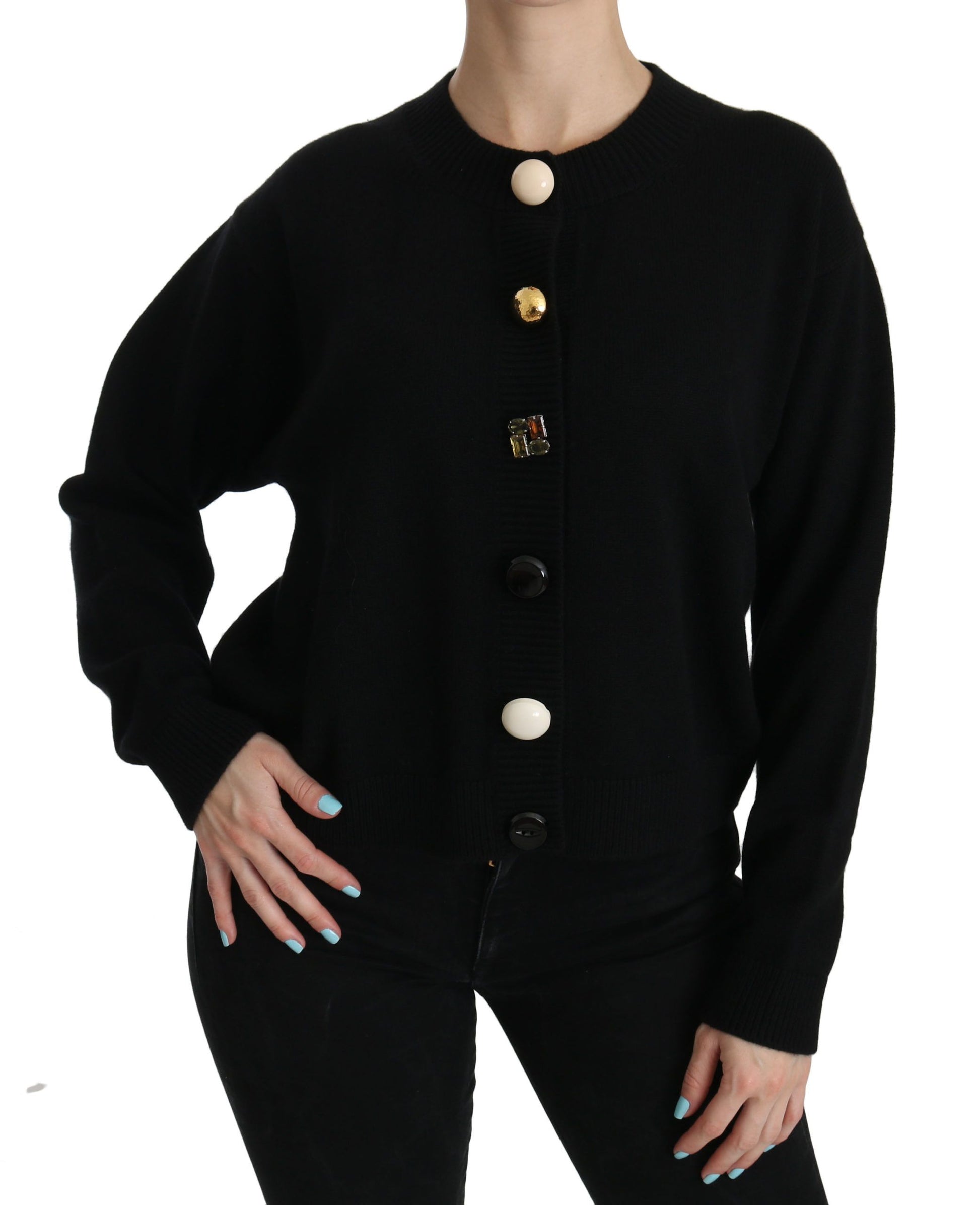 Dolce & Gabbana Black Button Embellished Cardigan Sweater Dolce & Gabbana