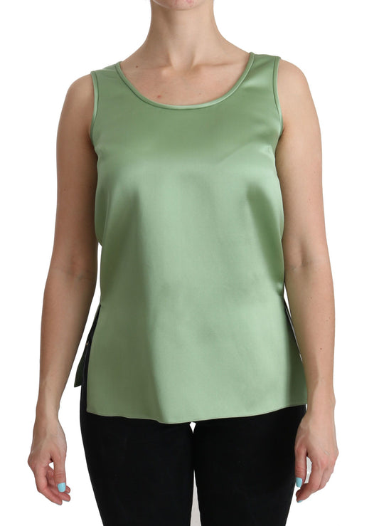 Dolce & Gabbana Green Sleeveless 100% Silk Top Tank Blouse Dolce & Gabbana
