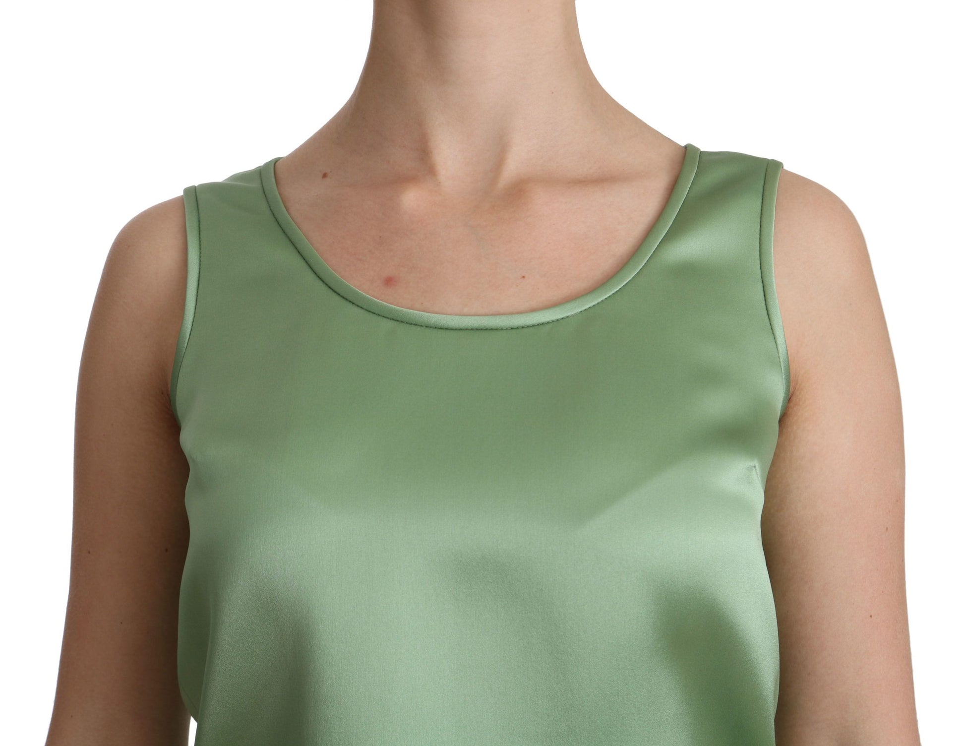 Dolce & Gabbana Green Sleeveless 100% Silk Top Tank Blouse Dolce & Gabbana