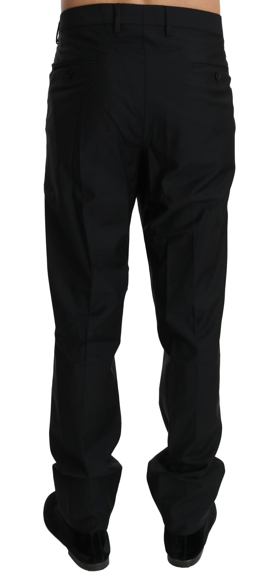Dolce & Gabbana black formal wool trousers for men, tailored dress pants with a sleek, classic fit and refined design.