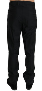 Dolce & Gabbana black formal wool trousers for men, tailored dress pants with a sleek, classic fit and refined design.
