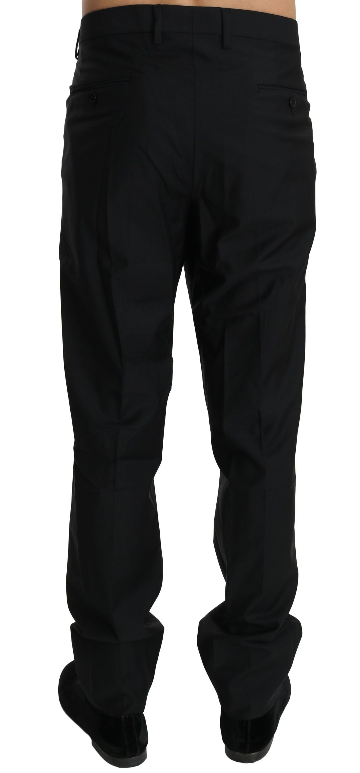 Dolce & Gabbana black formal wool trousers for men, tailored dress pants with a sleek, classic fit and refined design.