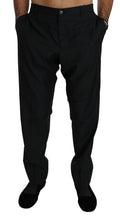 Dolce & Gabbana black formal trouser for men, wool dress pants with a tailored fit and sleek design.