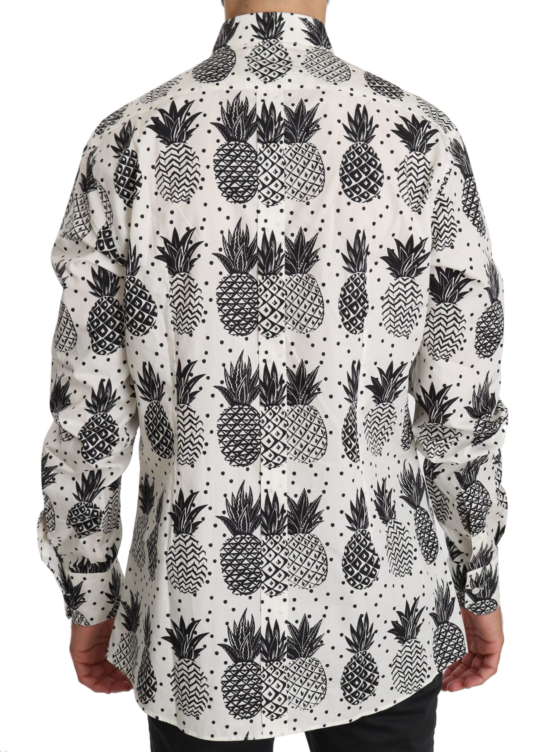 Dolce & Gabbana White Pineapple Cotton Top Shirt Dolce & Gabbana