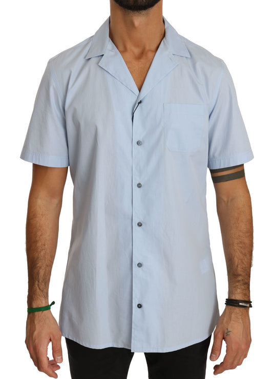 Dolce & Gabbana Blue Short Sleeve 100% Cotton Top Shirt Dolce & Gabbana
