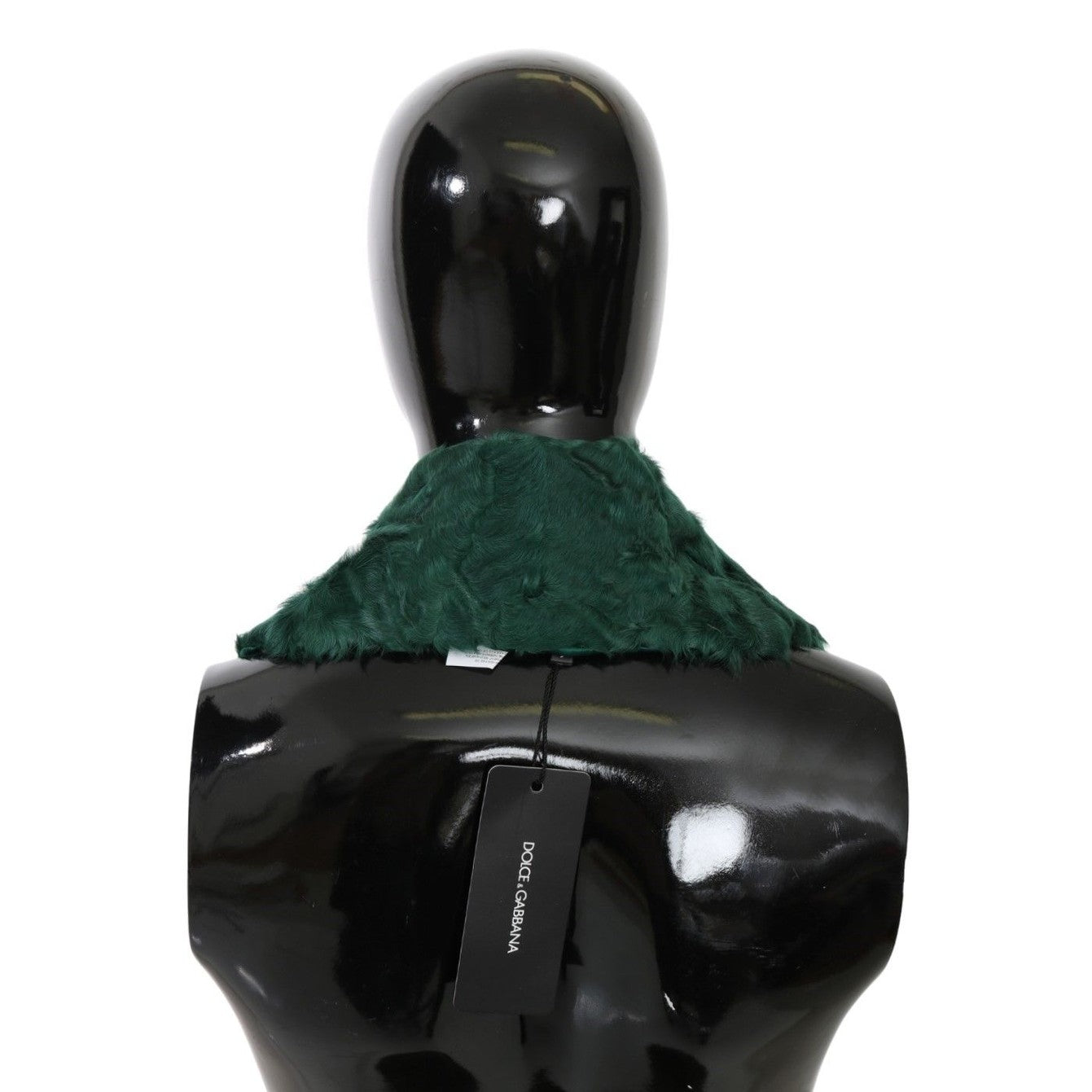 Dolce & Gabbana Green Fur Shoulder Collar Wrap Lambskin Scarf
