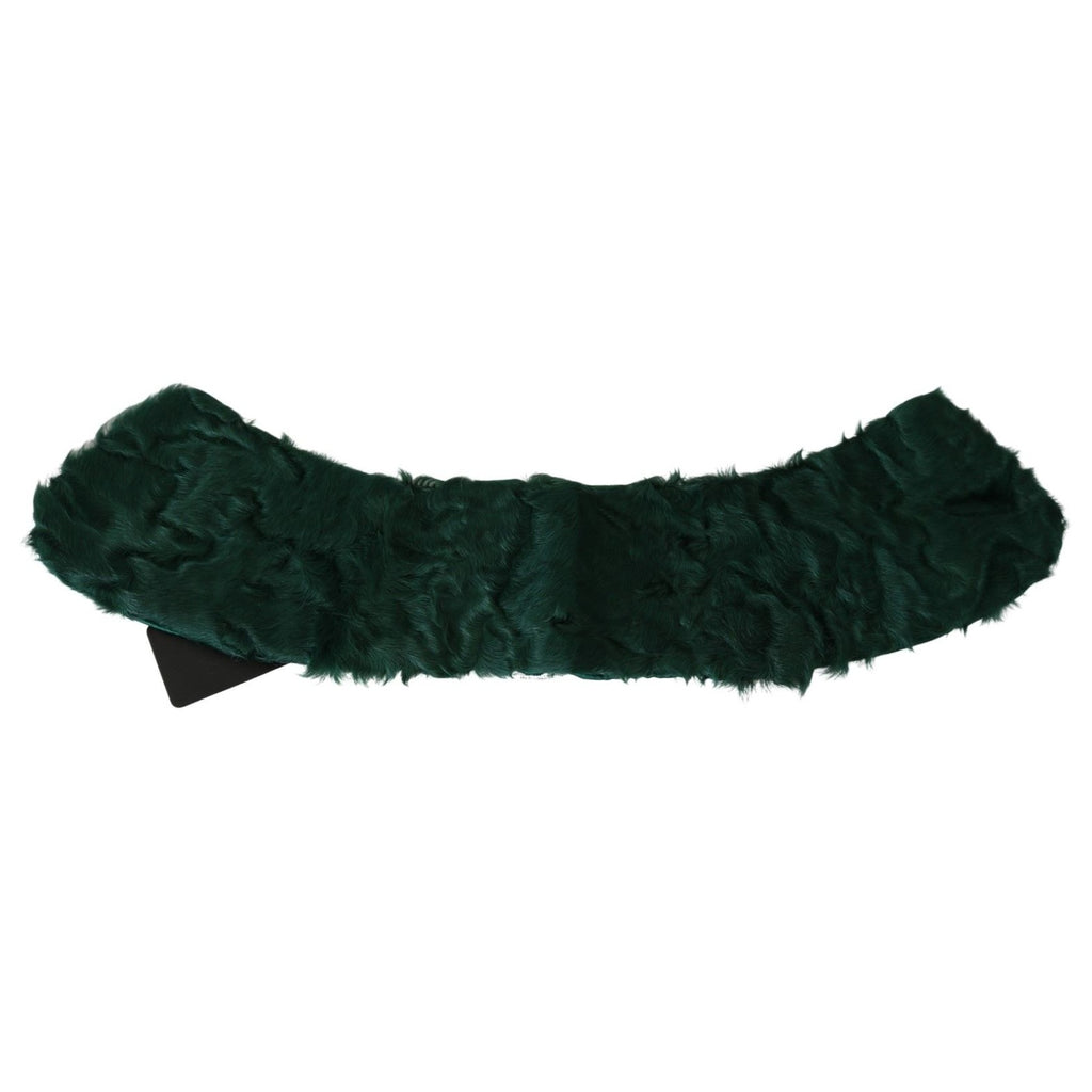 Dolce & Gabbana Green Fur Shoulder Collar Wrap Lambskin Scarf
