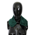 Dolce & Gabbana Green Fur Shoulder Collar Wrap Lambskin Scarf