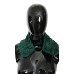 Dolce & Gabbana Green Fur Shoulder Collar Wrap Lambskin Scarf