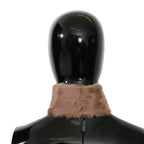 Dolce & Gabbana Beige Fur Neck Collar Lambskin Scarf