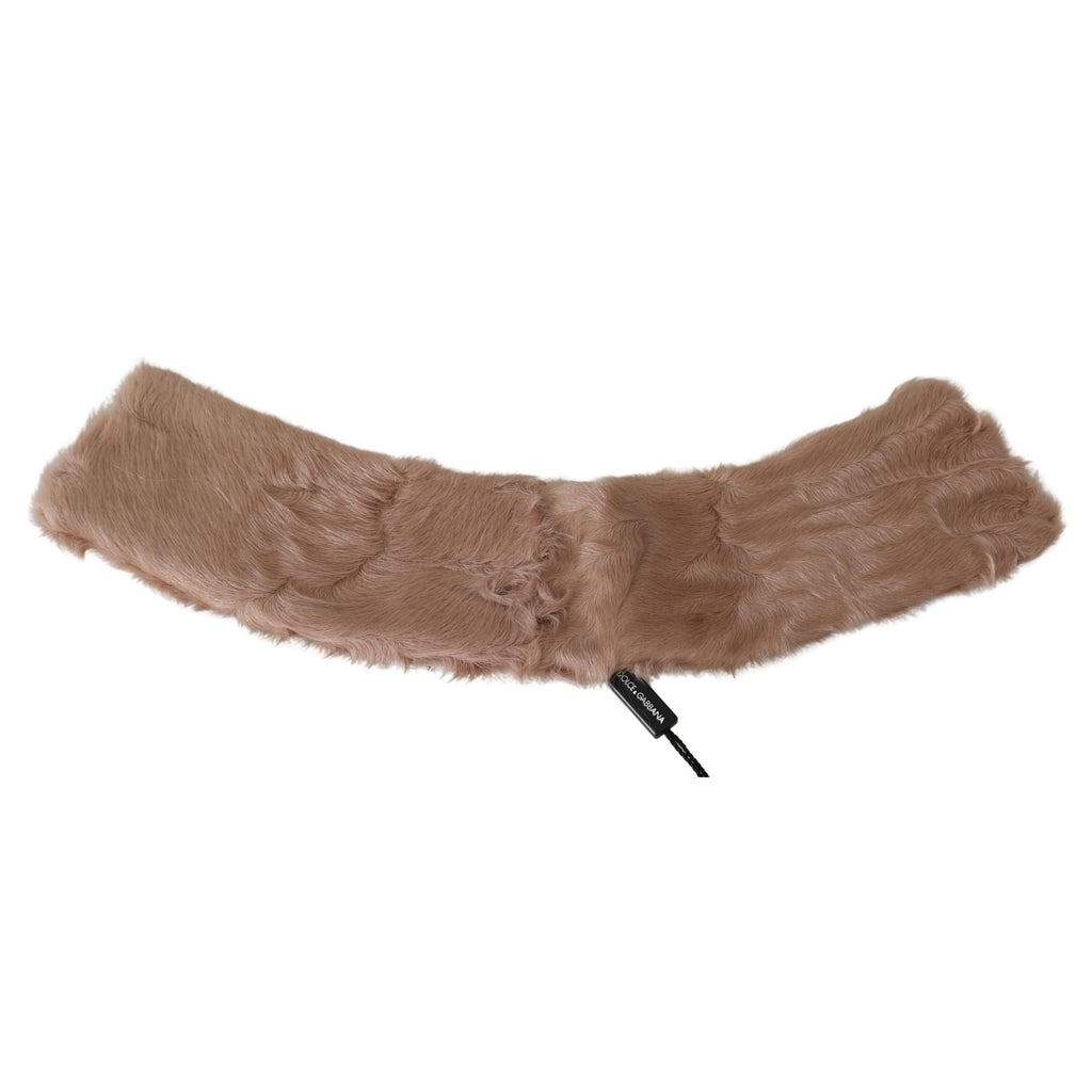 Dolce & Gabbana Beige Fur Neck Collar Lambskin Scarf
