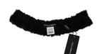Black fur neck collar wrap from Dolce & Gabbana featuring lambskin material, stylish and luxurious accessory.