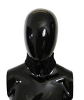 Dolce & Gabbana black fur neck collar wrap with lambskin scarf, showcasing luxurious texture and elegant design.