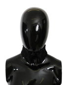 Dolce & Gabbana black fur neck collar wrap with lambskin scarf, showcasing luxurious texture and elegant design.