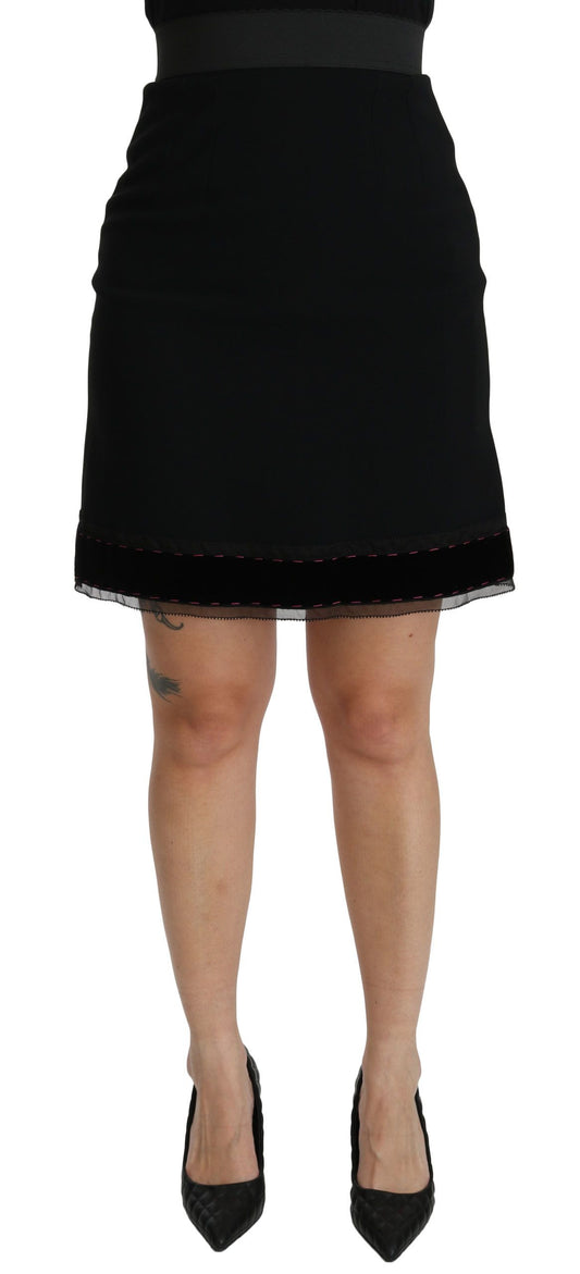Dolce & Gabbana Black A-line High Waist Mini Viscose Skirt Dolce & Gabbana