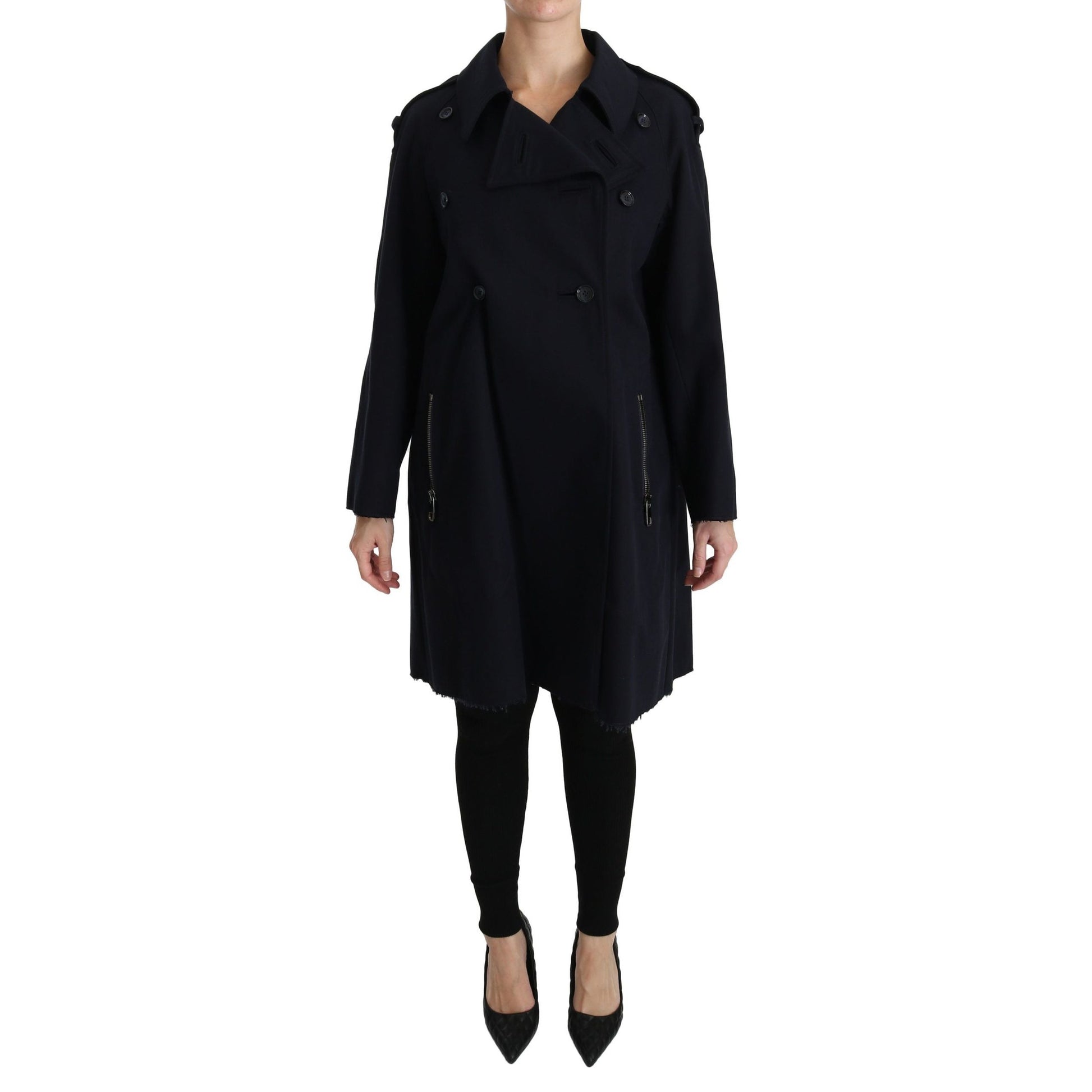 Dolce & Gabbana Coat Blue Cotton Women Trench Jacket Dolce & Gabbana